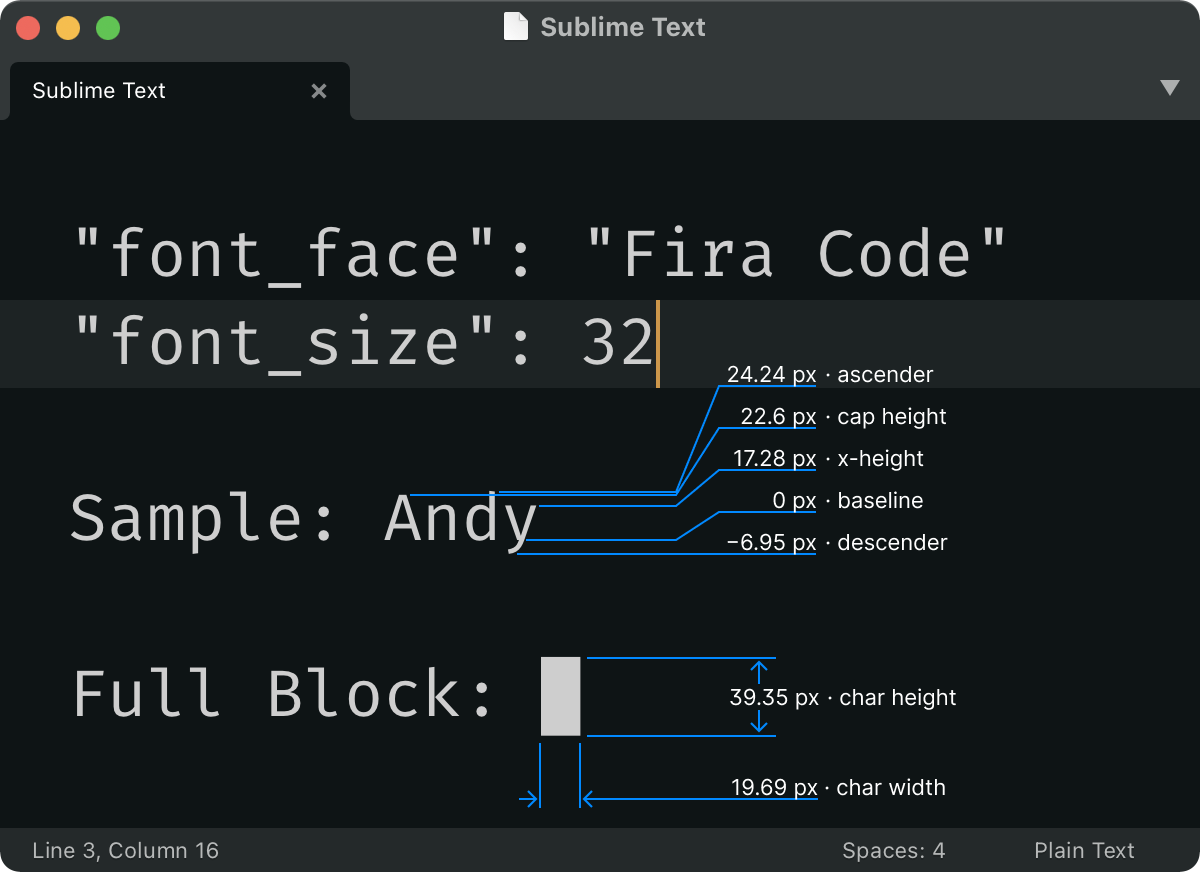 whats sublime text default font size